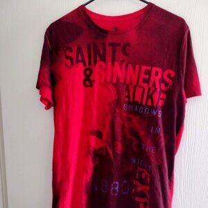 Express Saints and Sinners Fitted Men's Tee Red Size Large